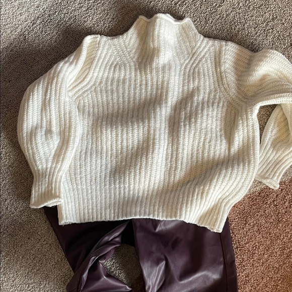 Madewell Size S Cozy Cream Mock Turtleneck Wool-blend Sweater - Picture 9 of 10